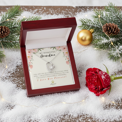 My Beautiful Grandma "I Love You Forever" Heart Necklace