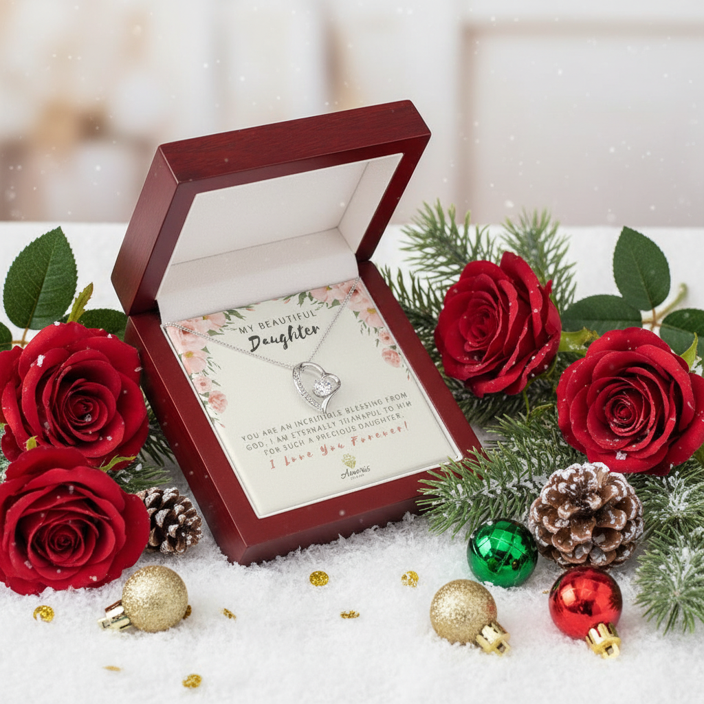 Collar "Mi hermosa hija, amor eterno" con tarjeta con mensaje