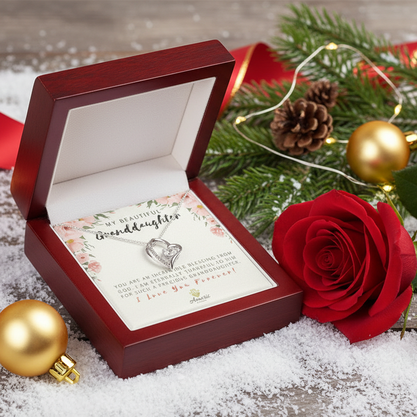 My Beautiful Granddaughter "I Love You Forever" Heart Necklace