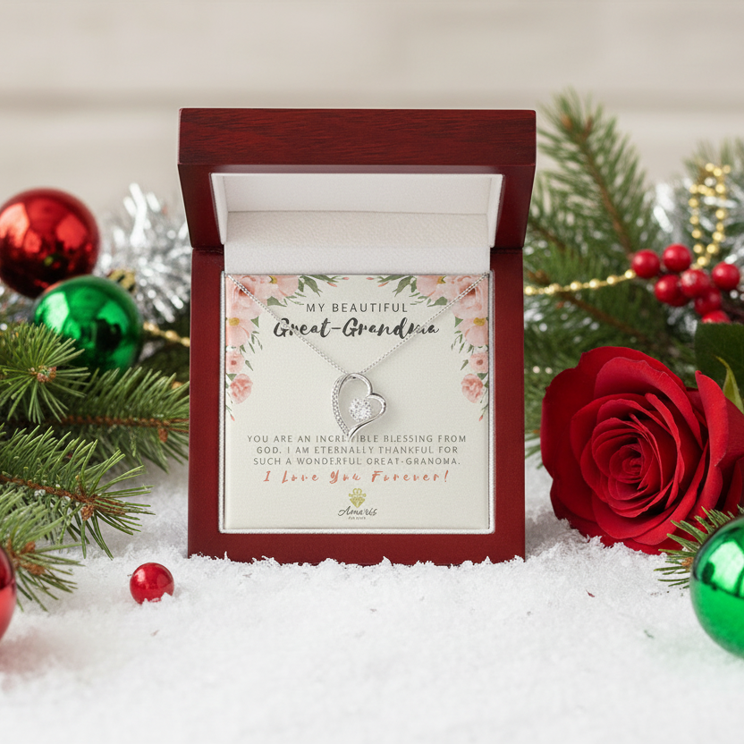 My Beautiful Great-Grandma "I Love You Forever" Heart Necklace