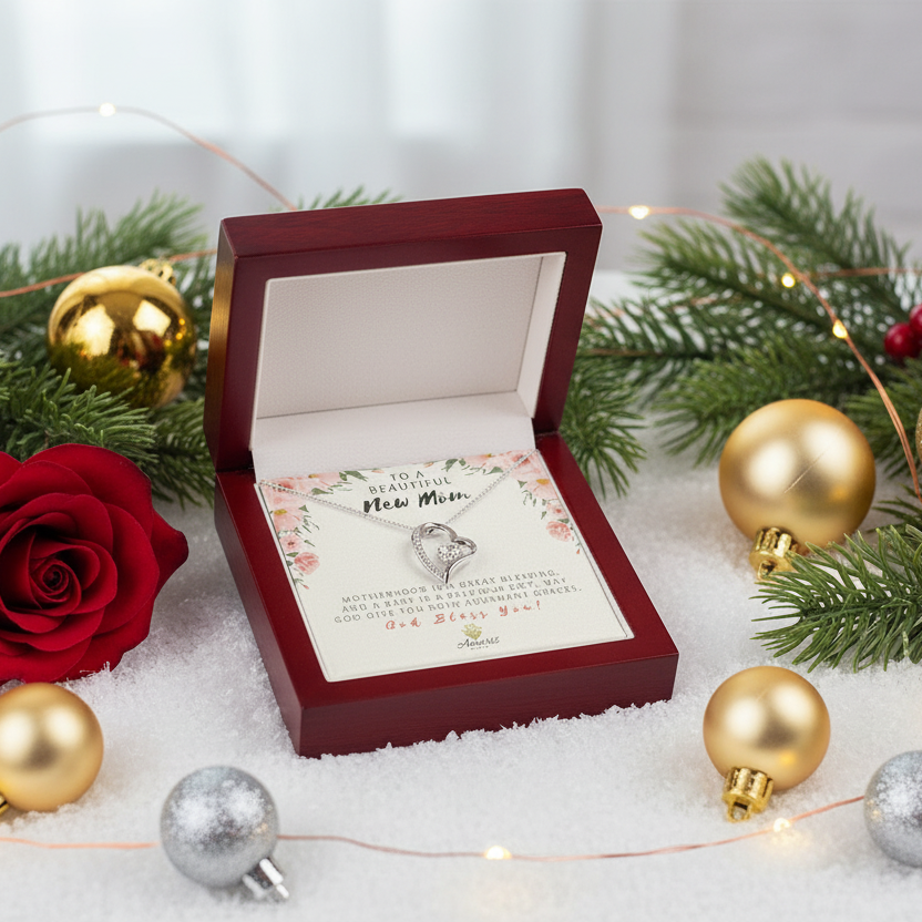Collier « À une belle nouvelle maman » avec carte de message