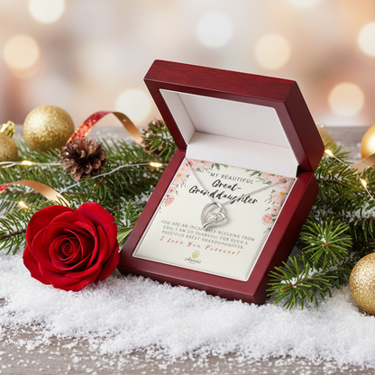 Collier « Ma belle arrière-petite-fille » avec carte de message « Amour éternel »