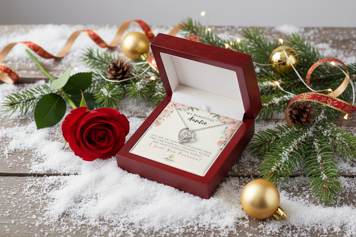 Collier « Ma belle tante, amour éternel » avec carte à message