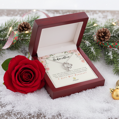 My Beautiful Godmother "I Love You Forever" Heart Necklace