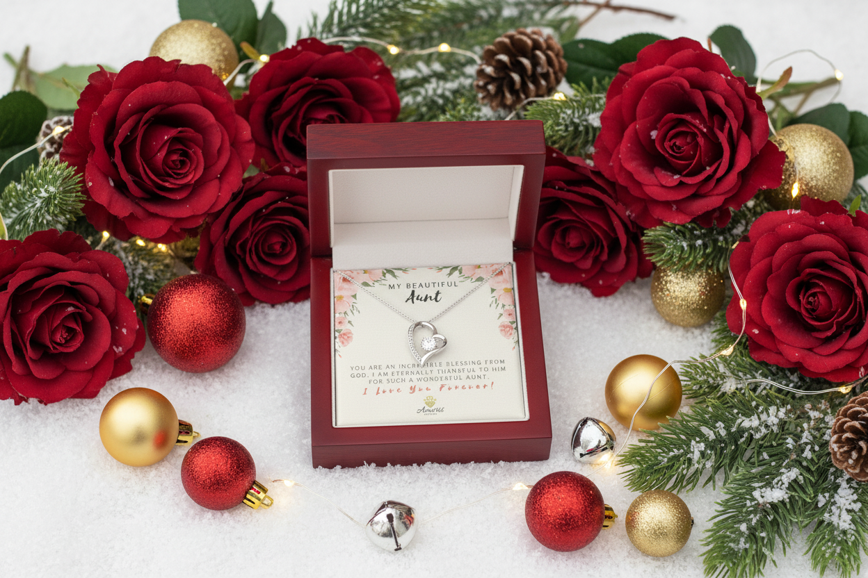 Collier « Ma belle tante » avec carte de message « Amour éternel »