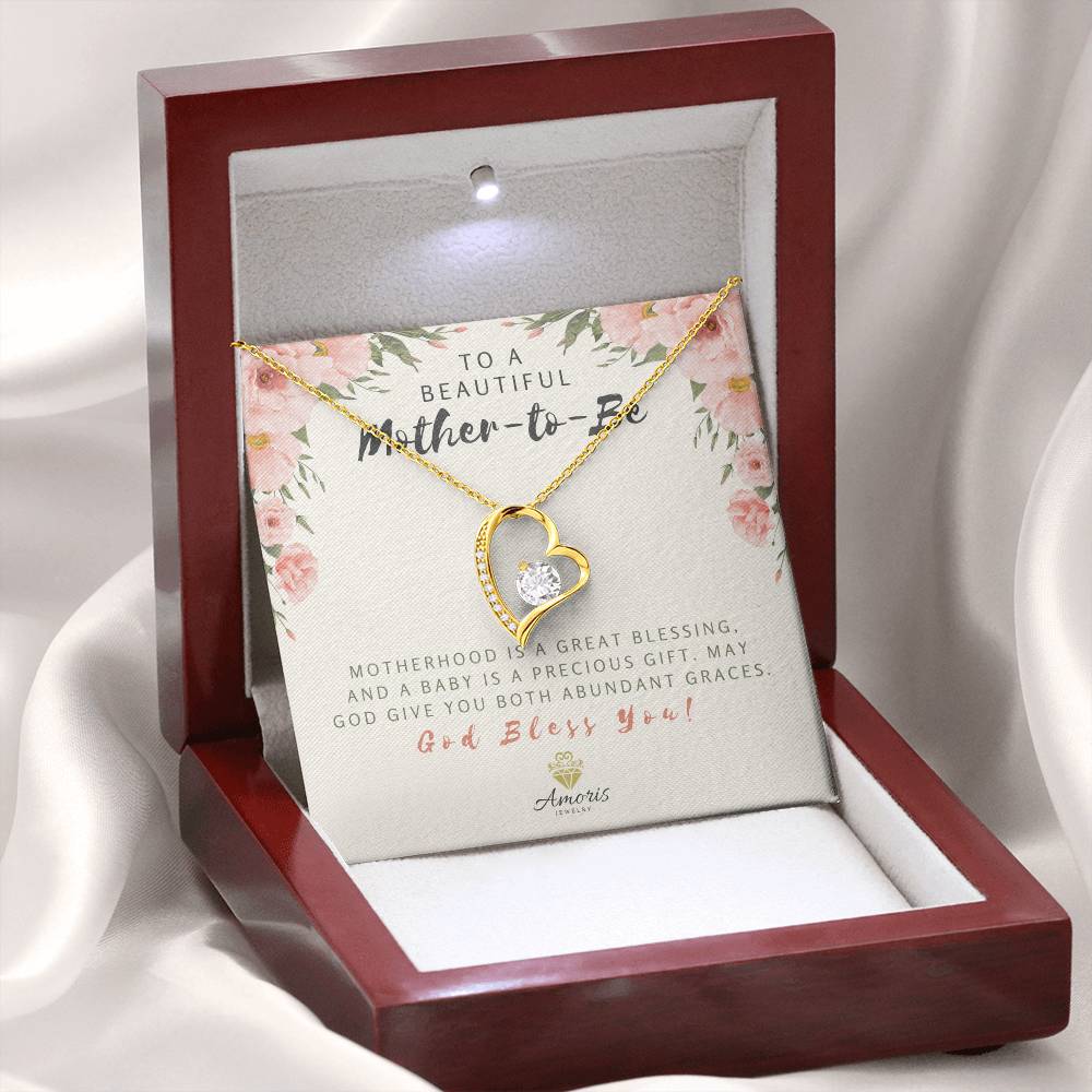 Collar con mensaje "Amor eterno" para una hermosa futura madre