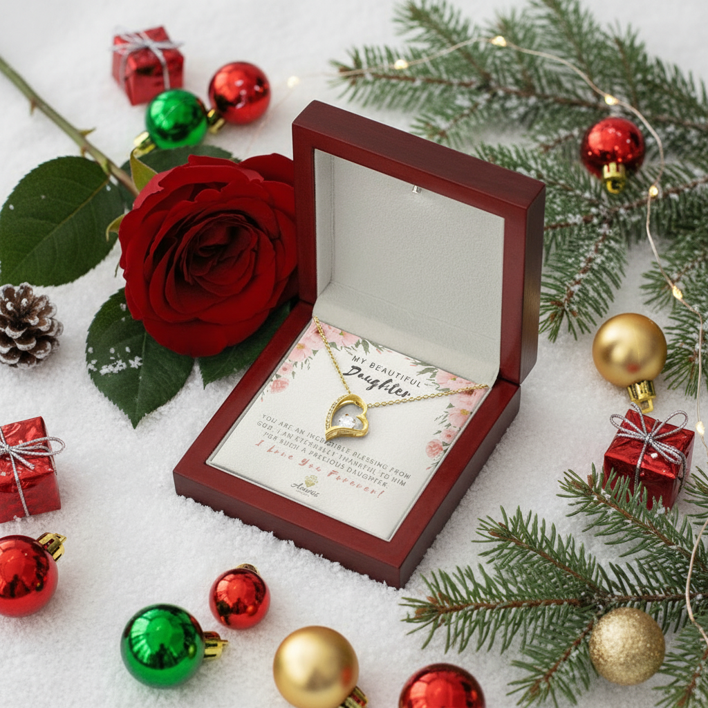 Collar "Mi hermosa hija, amor eterno" con tarjeta con mensaje