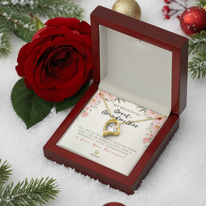 My Beautiful Great-Grandmother "I Love You Forever" Heart Necklace