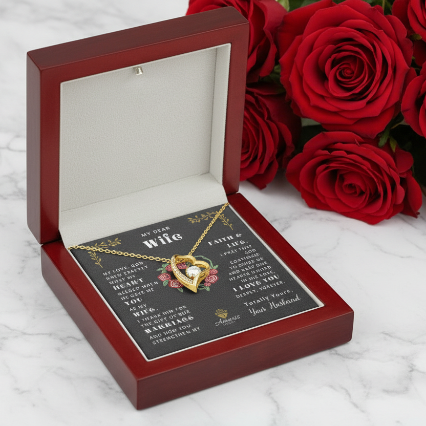 My Dear Wife "What My Heart Needed" Heart Necklace