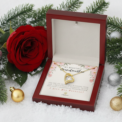 My Beautiful Grandmother "I Love You Forever" Heart Necklace