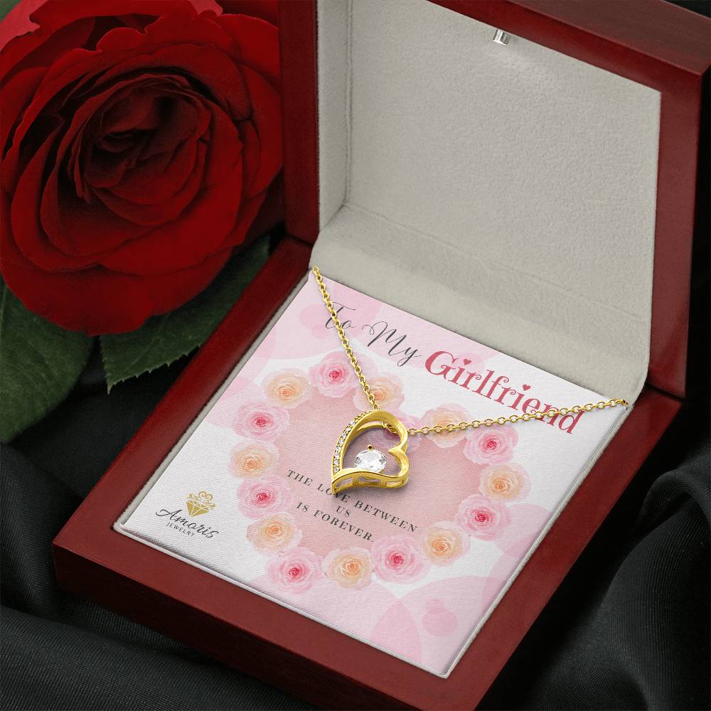 To My Girlfriend Valentine Heart Necklace with Message Card