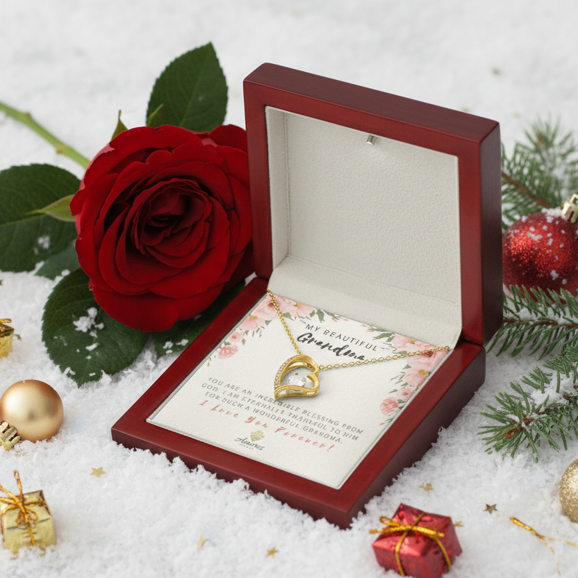 My Beautiful Grandma "I Love You Forever" Heart Necklace