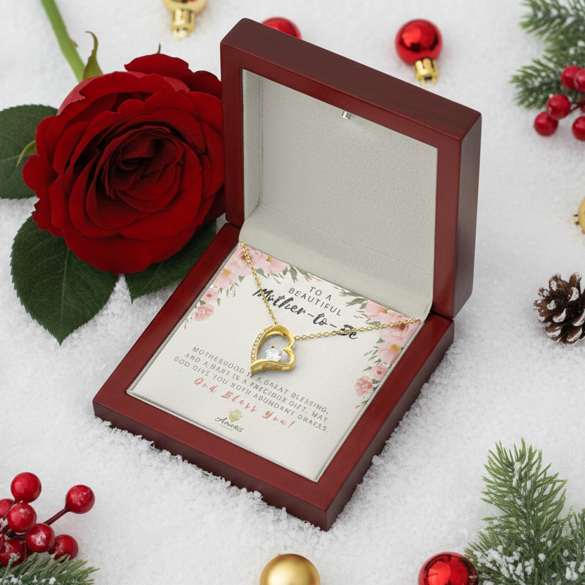 Collier « À une belle future maman » avec message d'amour éternel