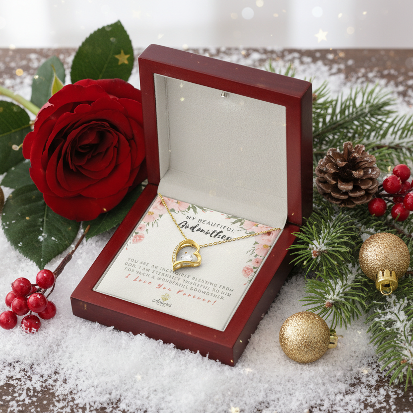 My Beautiful Godmother "I Love You Forever" Heart Necklace