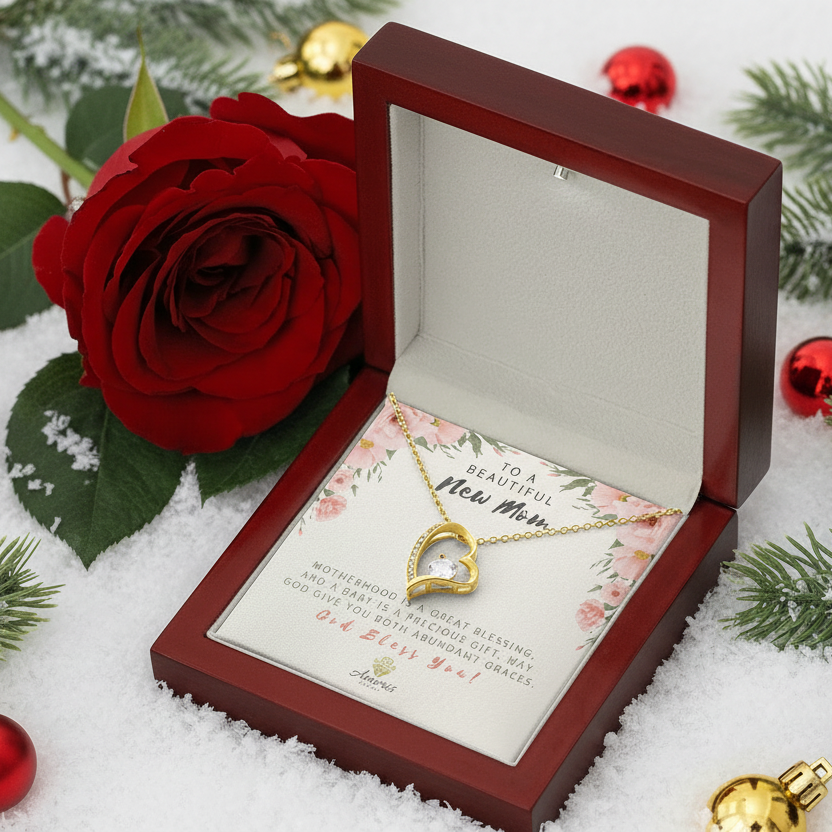 Collier « À une belle nouvelle maman » avec carte de message