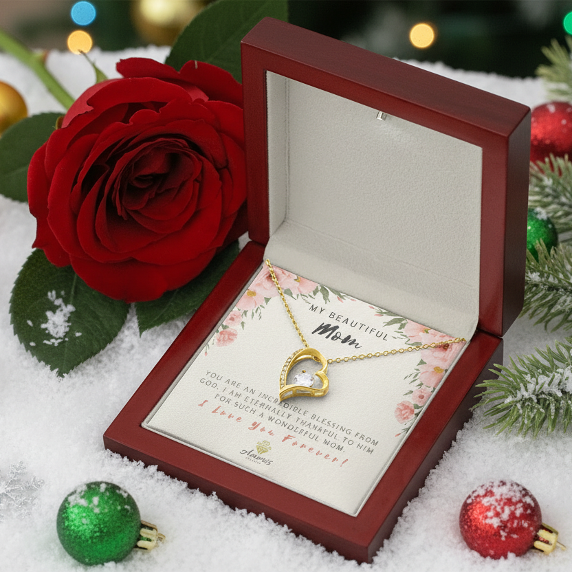 Collar "Mi hermosa mamá, amor eterno" con tarjeta con mensaje