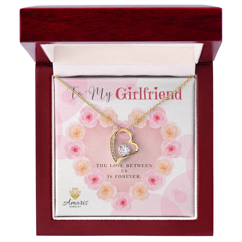To My Girlfriend Valentine Heart Necklace with Message Card