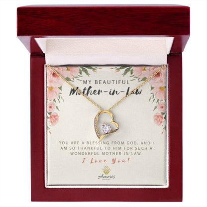 Collar "Mi hermosa suegra, amor eterno" con tarjeta con mensaje