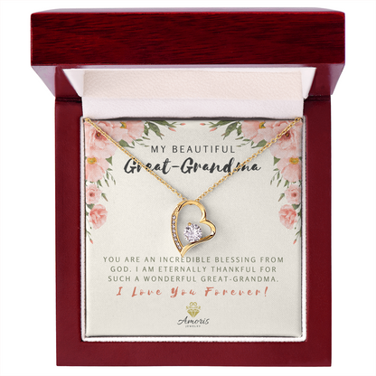 My Beautiful Great-Grandma Forever Love Necklace with Message Card