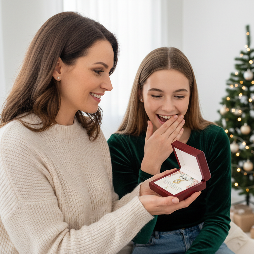 Collar "Mi hermosa hija, amor eterno" con tarjeta con mensaje