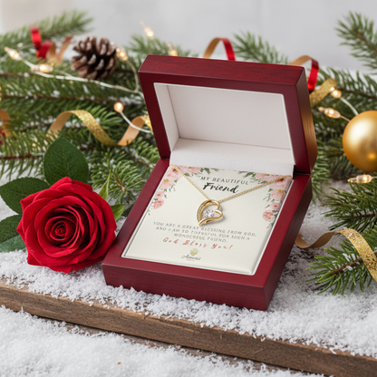 Collar "Mi hermosa amiga, amor eterno" con tarjeta con mensaje