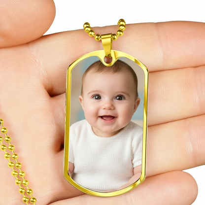 Photo Dog Tag Necklace with Personalized Engraving