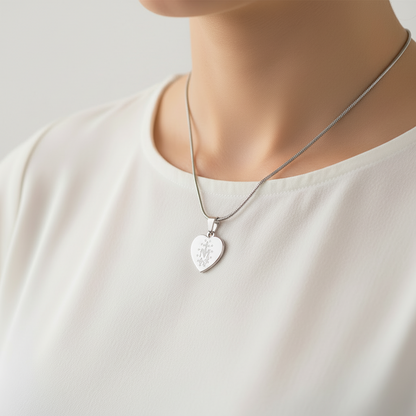 Miraculous Medal Artistic Verso Heart Necklace with Personalized Engraving