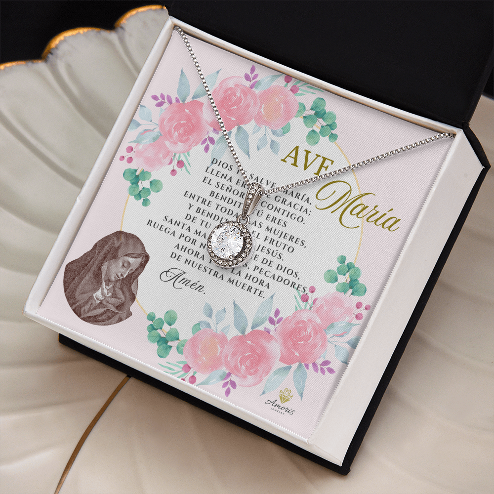 Ave María Eternal Hope Necklace with SPANISH Prayer Card