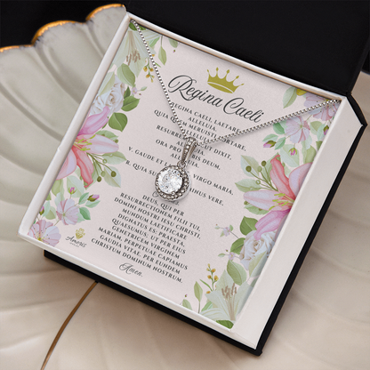 Collier Regina Caeli Eternal Hope avec carte de prière latine