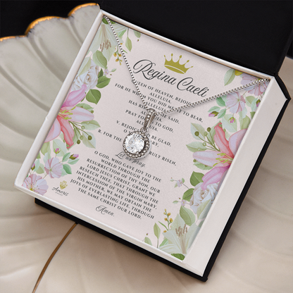 Collar Regina Caeli Esperanza Eterna con Tarjeta de Oración en INGLÉS