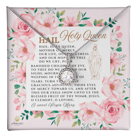 Hail Holy Queen Necklace with ENGLISH Prayer Card