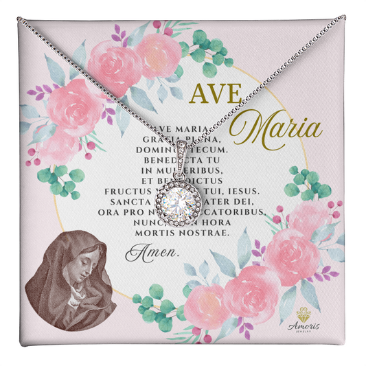 Ave Maria Necklace with LATIN Prayer Card