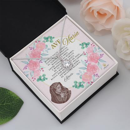 Ave María Necklace with SPANISH Prayer Card