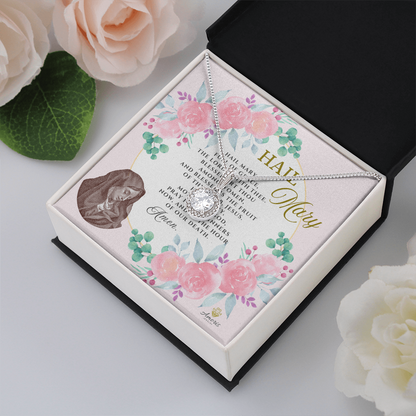Collier Je vous salue Marie, espérance éternelle, avec carte de prière en anglais