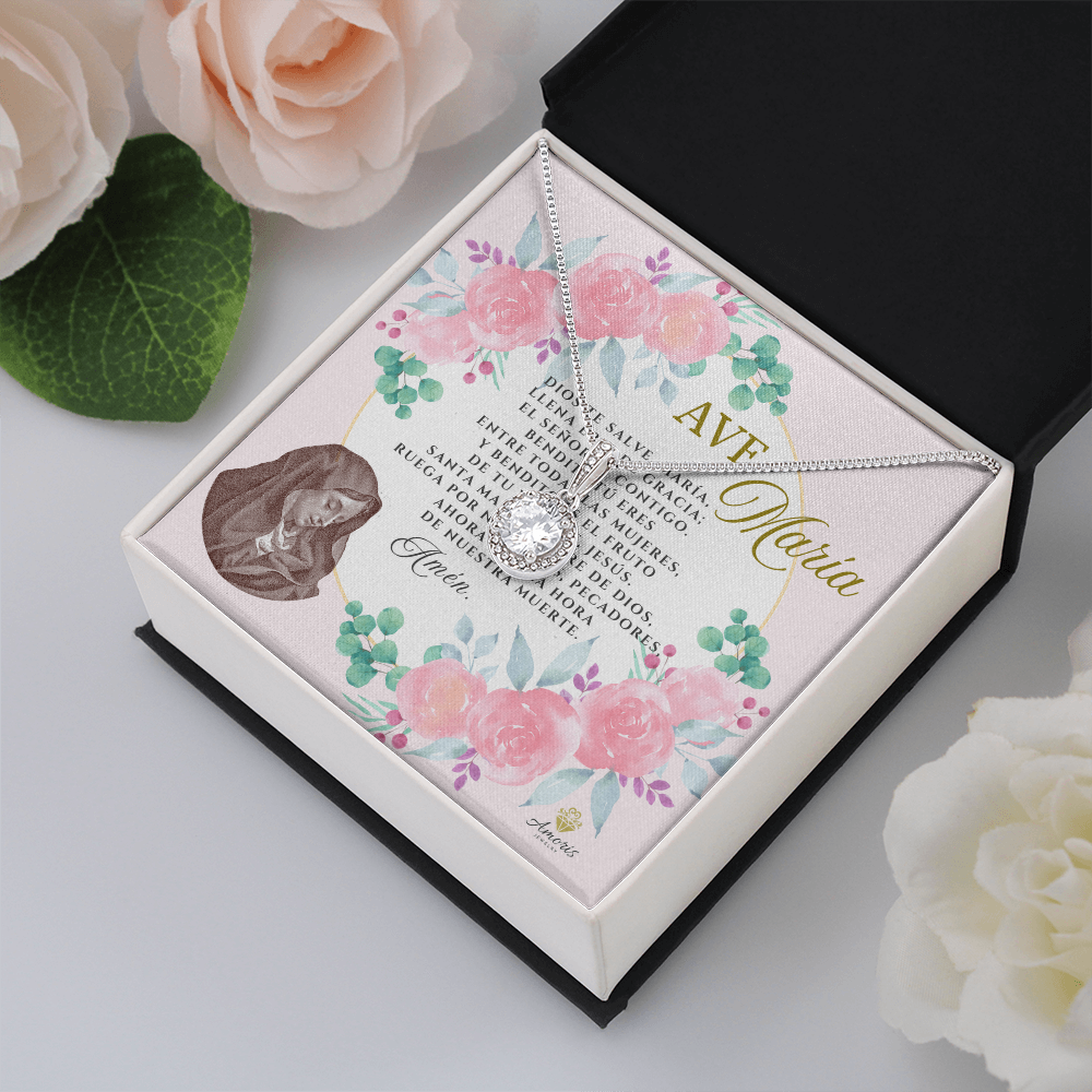 Ave María Necklace with SPANISH Prayer Card