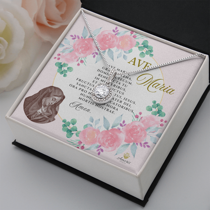 Collar Ave María Esperanza Eterna con Tarjeta de Oración en latín