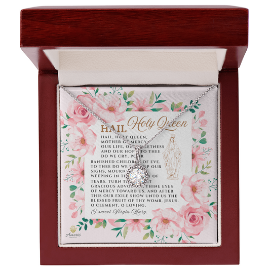 Collar Salve Reina Santa Esperanza Eterna con tarjeta de oración en INGLÉS