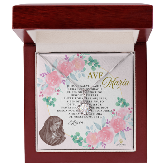 Ave María Necklace with SPANISH Prayer Card