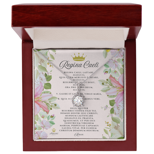 Collier Regina Caeli Eternal Hope avec carte de prière latine