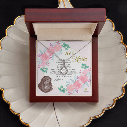 Collar de Ave María Esperanza Eterna con Estampa de Oración en latín (con acentos)