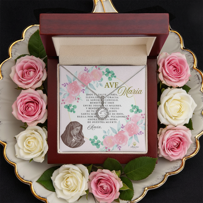 Ave María Necklace with SPANISH Prayer Card