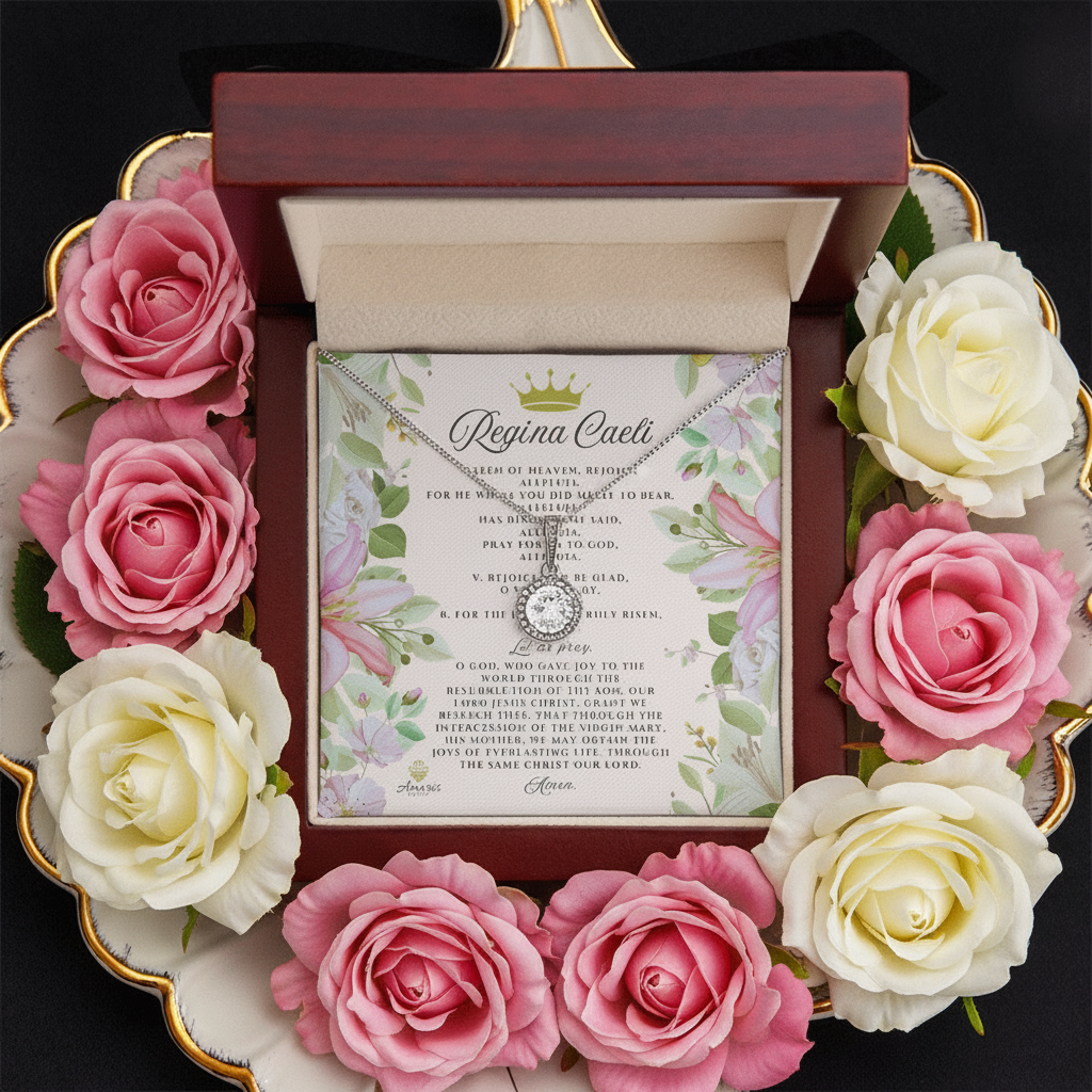 Regina Caeli Necklace with ENGLISH Prayer Card