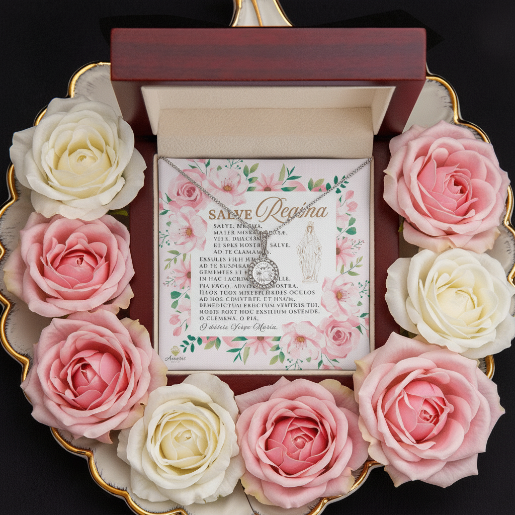 Salve Regína Necklace with LATIN Prayer Card (with accents)