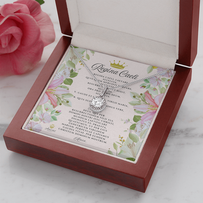 Collier Regina Caeli Eternal Hope avec carte de prière latine