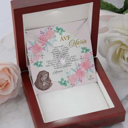 Collar de Ave María Esperanza Eterna con Estampa de Oración en latín (con acentos)