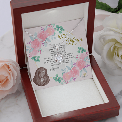 Collar Ave María Esperanza Eterna con Tarjeta de Oración en latín