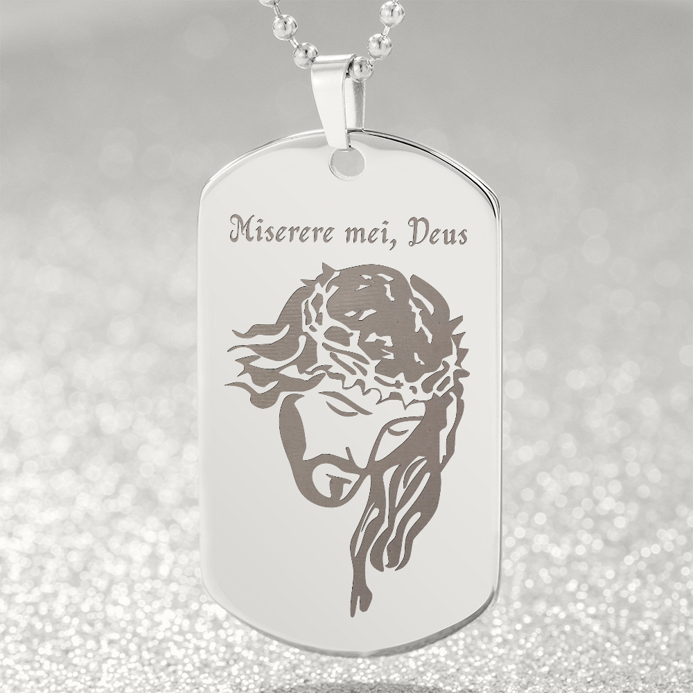 "Miserere mei, Deus" Tag Necklace with Personalized Engraving