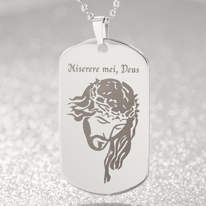 "Miserere mei, Deus" Tag Necklace with Personalized Engraving