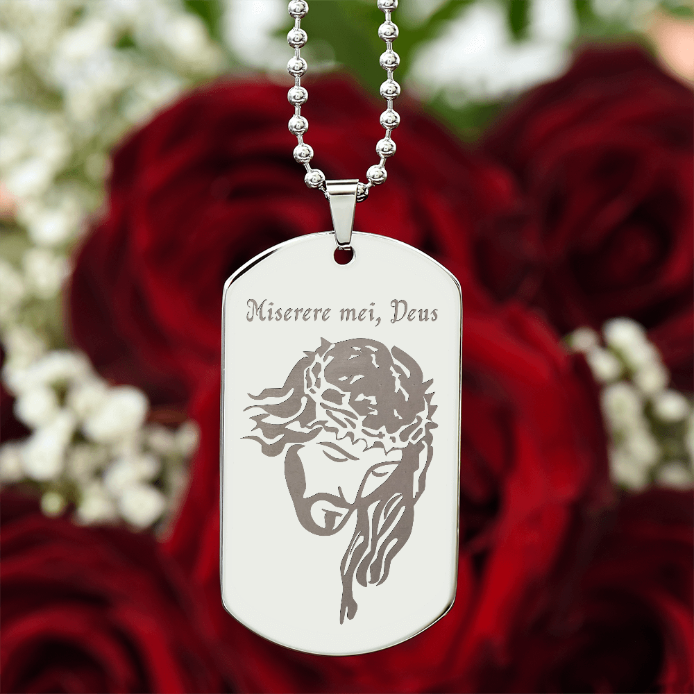 "Miserere mei, Deus" Tag Necklace with Personalized Engraving