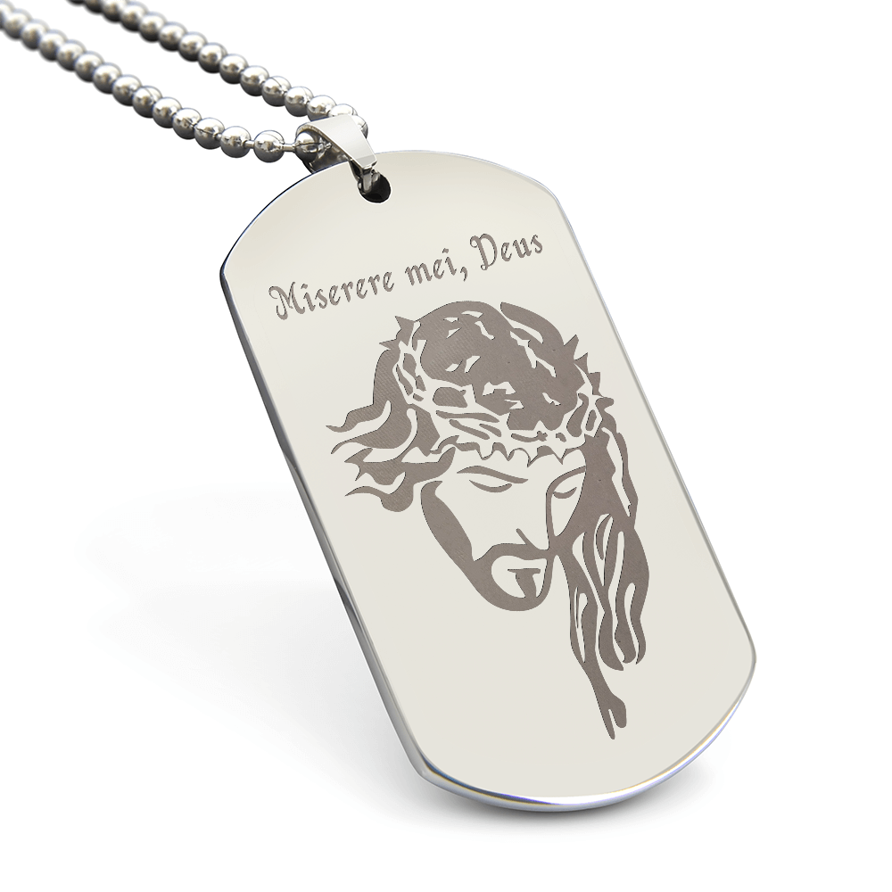 "Miserere mei, Deus" Tag Necklace with Personalized Engraving
